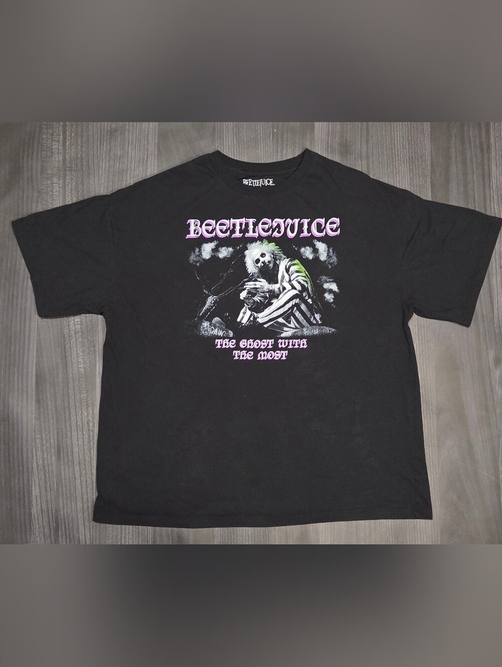 Beetlejuice Mens M Black Graphic T-Shirt The Ghost With The Most Movie Tee